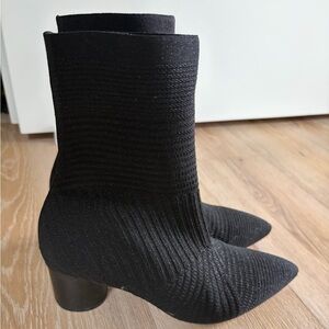 Anthropologie Shimmery Black Ankle Boots
